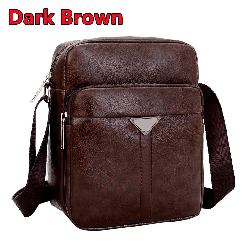 Men Shoulder Bag Waterproof Large Capacity Messenger Bag Adjustable Strap Outdoor Travel Pu Leather Male Casual Business Bags 
