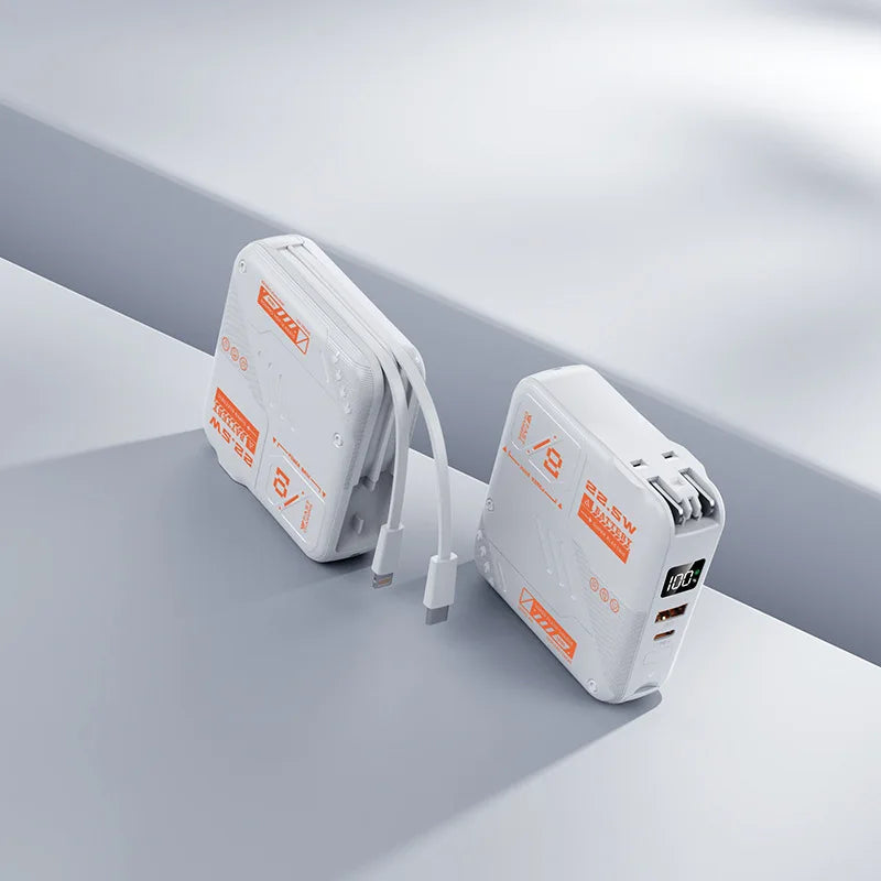 20000mAh Large-capacity Power Bank,super Fast Charging,self-contained Plug, Built-in Cable, Compact Portable Mobile Power Supply