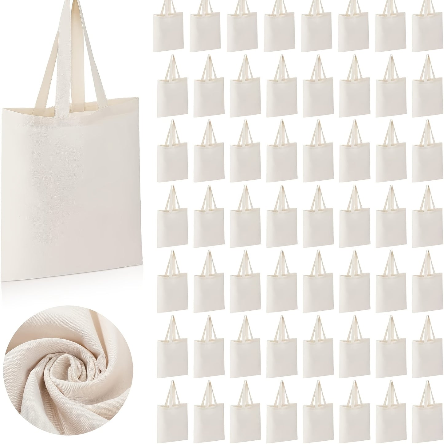 60 Reusable Canvas Tote Bags – Ideal for DIY Crafts, Gifts & Shopping