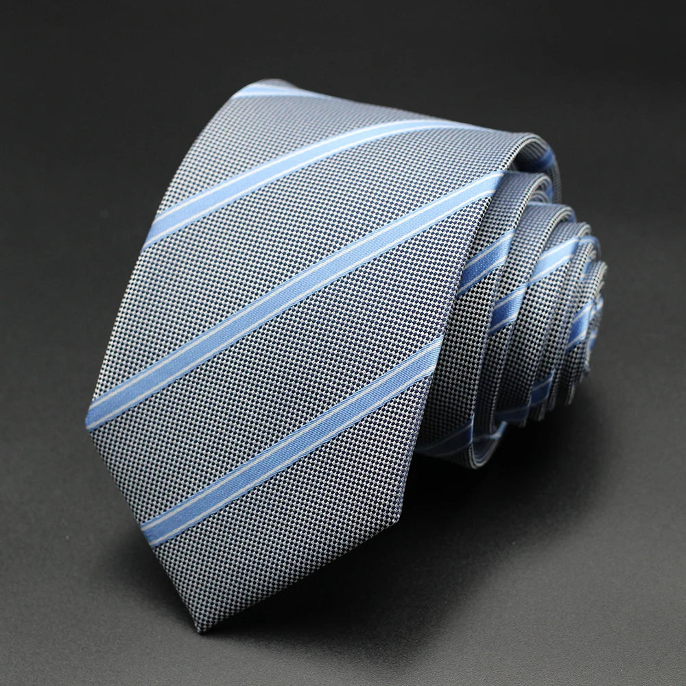 Tie Gravatas Fashion Wholesale Woven Striped Necktie Wedding Accessories Blue Man Fit Group Party Office Neck Ties