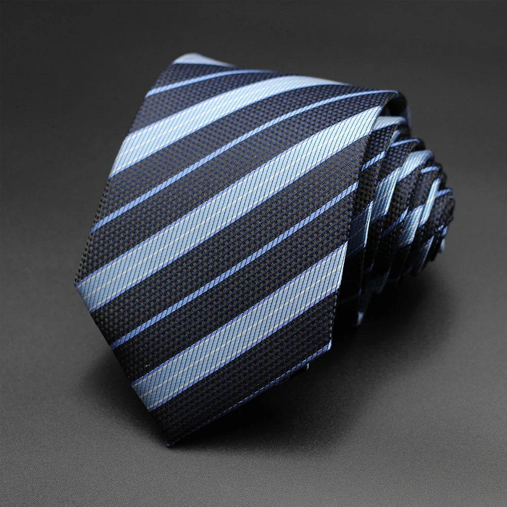 Tie Gravatas Fashion Wholesale Woven Striped Necktie Wedding Accessories Blue Man Fit Group Party Office Neck Ties