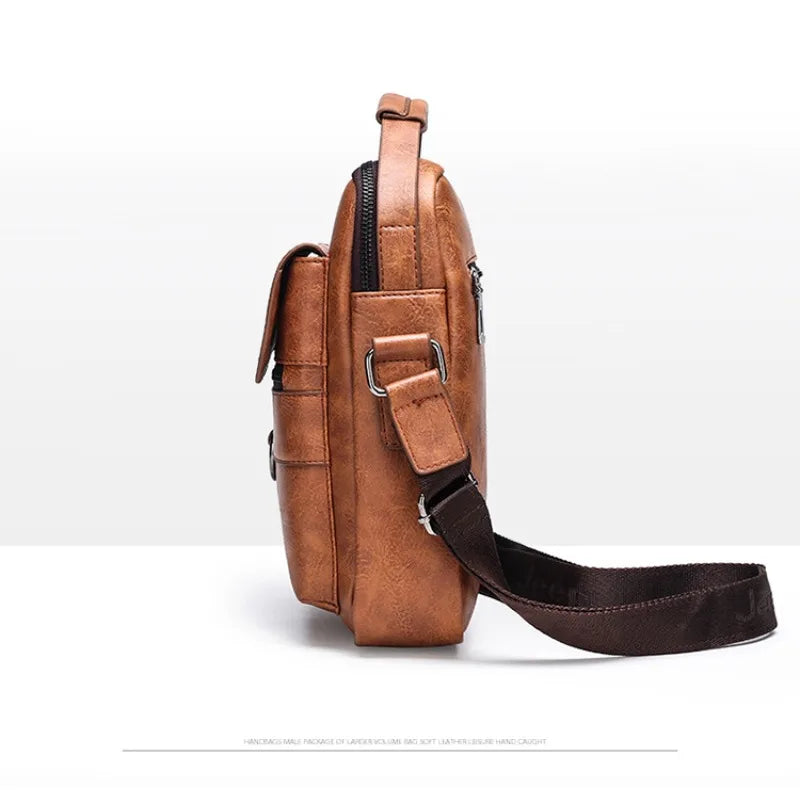 Men's Shoulder Bag Fashion Vertical Crossbody Bag Casual PU Leather Bag Handbag Men's Large Capacity Handbag