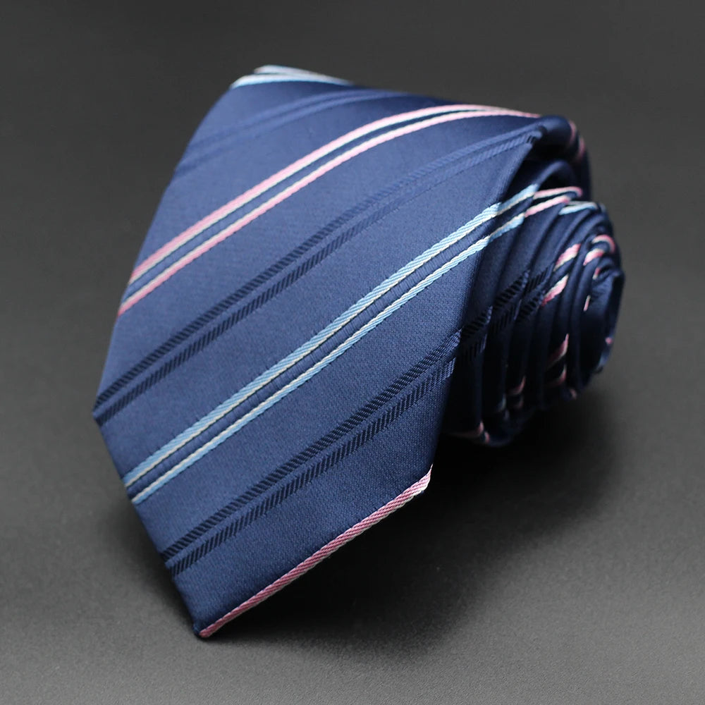 Tie Gravatas Fashion Wholesale Woven Striped Necktie Wedding Accessories Blue Man Fit Group Party Office Neck Ties