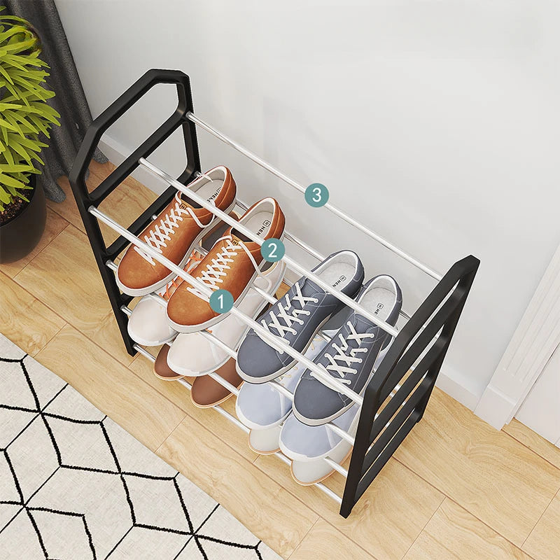 Simple Fashion Shoe Rack Trapezoidal Shoes Organizer Stand Holder Living Room Space Saving Modern Assembled Shoe Rack 4-Layer