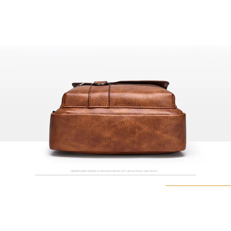 Men's Shoulder Bag Fashion Vertical Crossbody Bag Casual PU Leather Bag Handbag Men's Large Capacity Handbag
