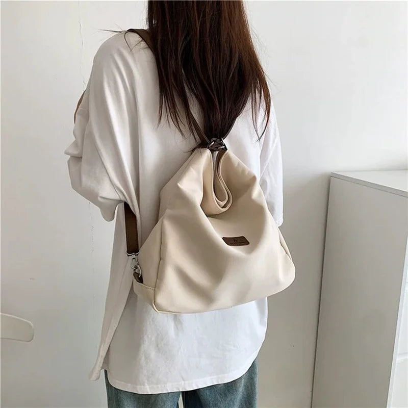 Canvas Tote Bag Women's High Capacity and Minimalist College Style Backpack Fashion Versatile Casual Shoulder Crossbody Bag