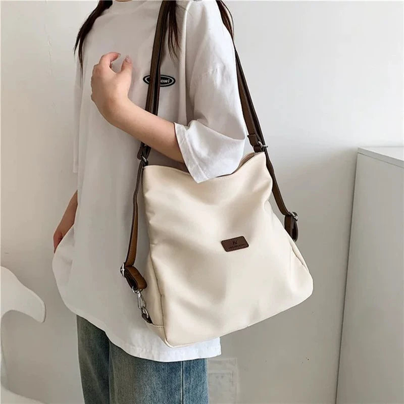 Canvas Tote Bag Women's High Capacity and Minimalist College Style Backpack Fashion Versatile Casual Shoulder Crossbody Bag