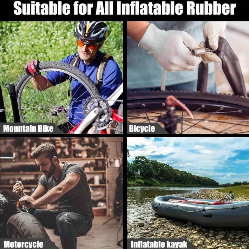 Emergency Tire Repair Kit with Rubber Strips, Probe & Glue - Quick Roadside Fix for Cars, Motorcycles or Bikes, Portable