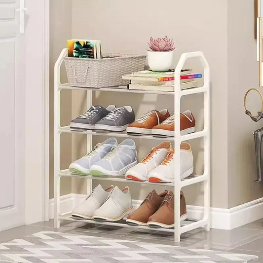 Simple Fashion Shoe Rack Trapezoidal Shoes Organizer Stand Holder Living Room Space Saving Modern Assembled Shoe Rack 4-Layer