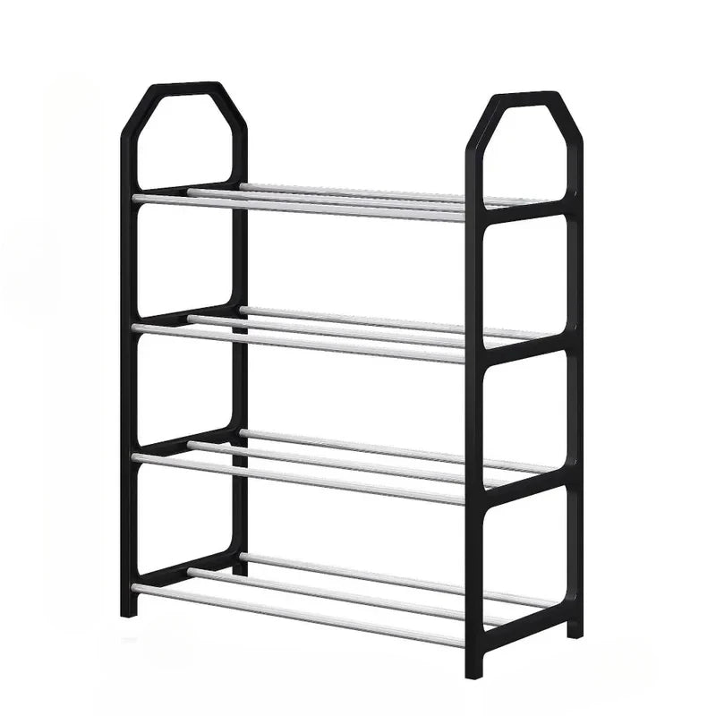 Simple Fashion Shoe Rack Trapezoidal Shoes Organizer Stand Holder Living Room Space Saving Modern Assembled Shoe Rack 4-Layer