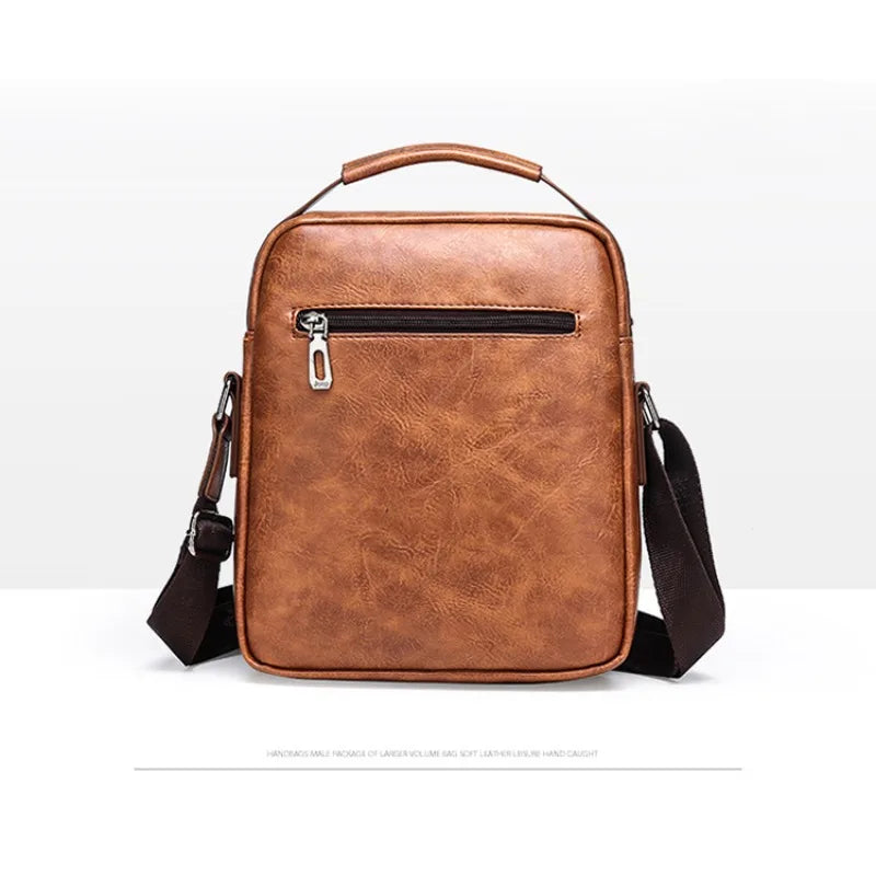 Men's Shoulder Bag Fashion Vertical Crossbody Bag Casual PU Leather Bag Handbag Men's Large Capacity Handbag