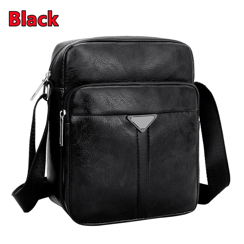 Men Shoulder Bag Waterproof Large Capacity Messenger Bag Adjustable Strap Outdoor Travel Pu Leather Male Casual Business Bags ﻿