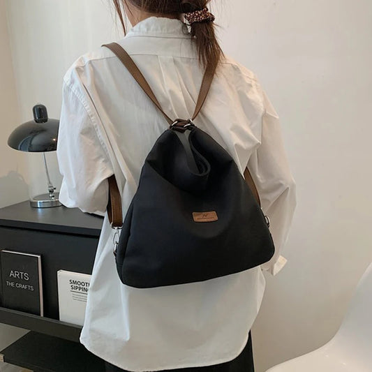 Canvas Tote Bag Women's High Capacity and Minimalist College Style Backpack Fashion Versatile Casual Shoulder Crossbody Bag