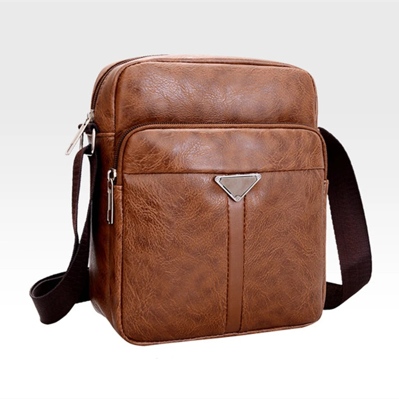 Men Shoulder Bag Waterproof Large Capacity Messenger Bag Adjustable Strap Outdoor Travel Pu Leather Male Casual Business Bags ﻿