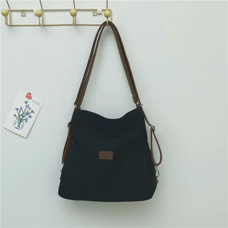 Canvas Tote Bag Women's High Capacity and Minimalist College Style Backpack Fashion Versatile Casual Shoulder Crossbody Bag