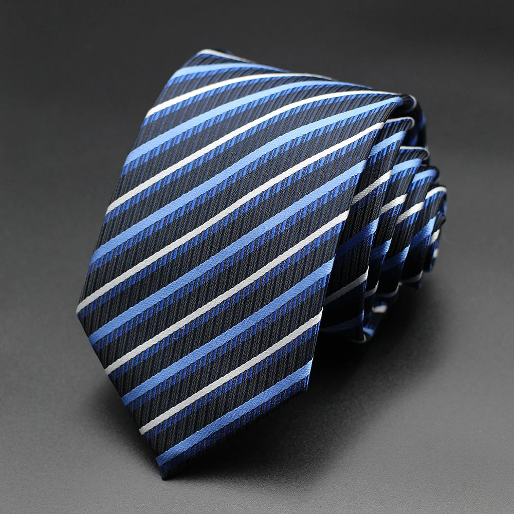 Tie Gravatas Fashion Wholesale Woven Striped Necktie Wedding Accessories Blue Man Fit Group Party Office Neck Ties