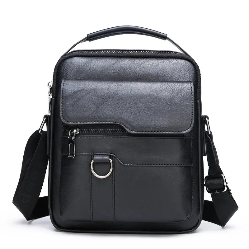Men's Shoulder Bag Fashion Vertical Crossbody Bag Casual PU Leather Bag Handbag Men's Large Capacity Handbag