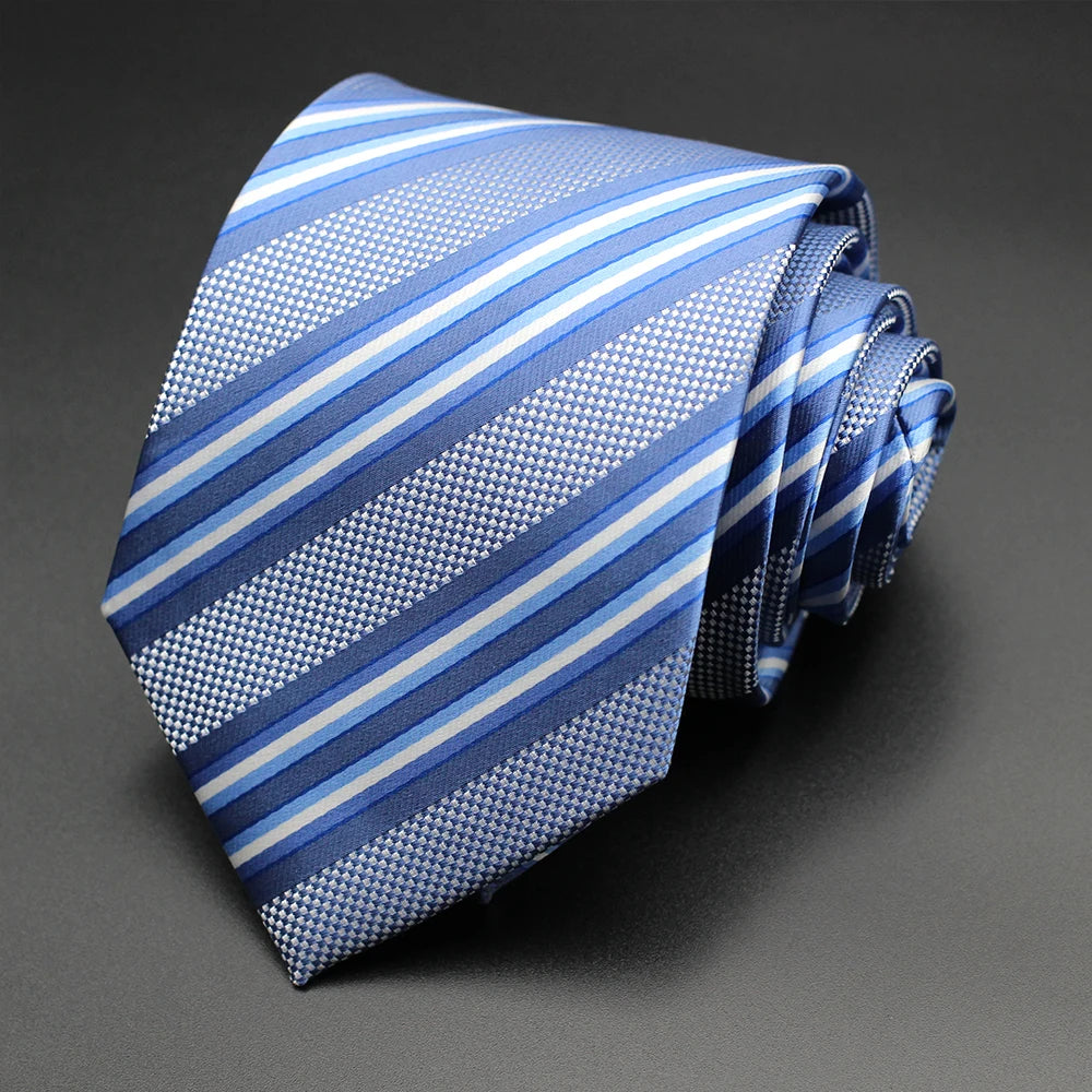 Tie Gravatas Fashion Wholesale Woven Striped Necktie Wedding Accessories Blue Man Fit Group Party Office Neck Ties