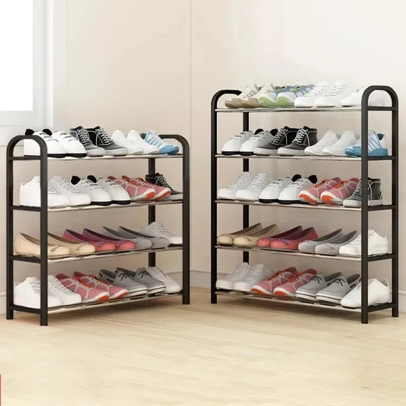 Simple Fashion Shoe Rack Trapezoidal Shoes Organizer Stand Holder Living Room Space Saving Modern Assembled Shoe Rack 4-Layer