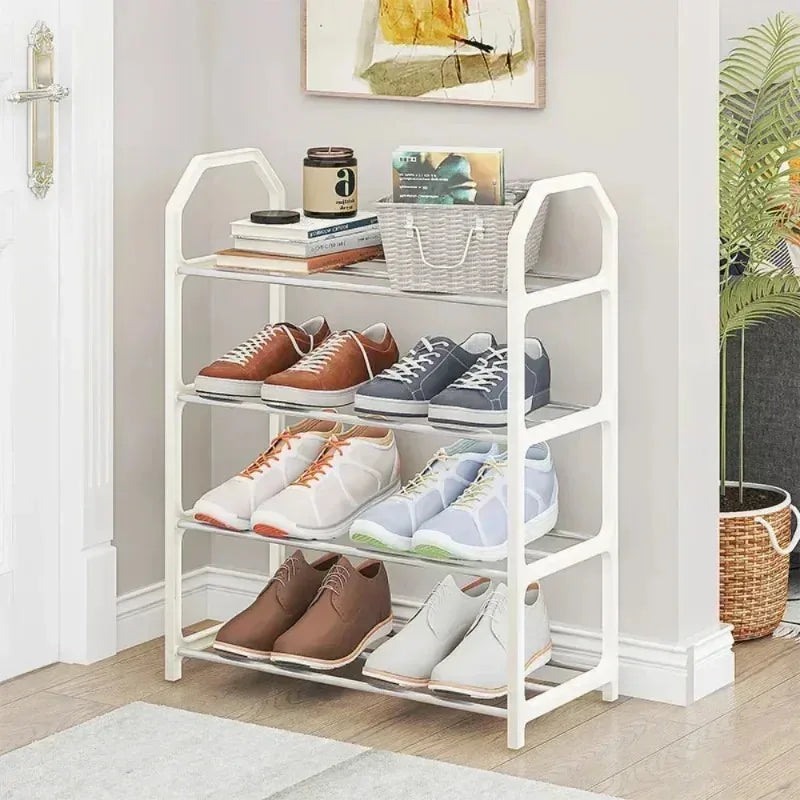 Simple Fashion Shoe Rack Trapezoidal Shoes Organizer Stand Holder Living Room Space Saving Modern Assembled Shoe Rack 4-Layer