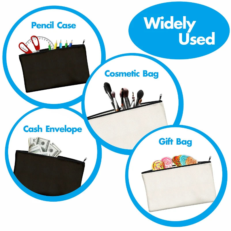 Set of 10 Beige Canvas Bags – Ideal for DIY, School Supplies, Makeup & Stationery