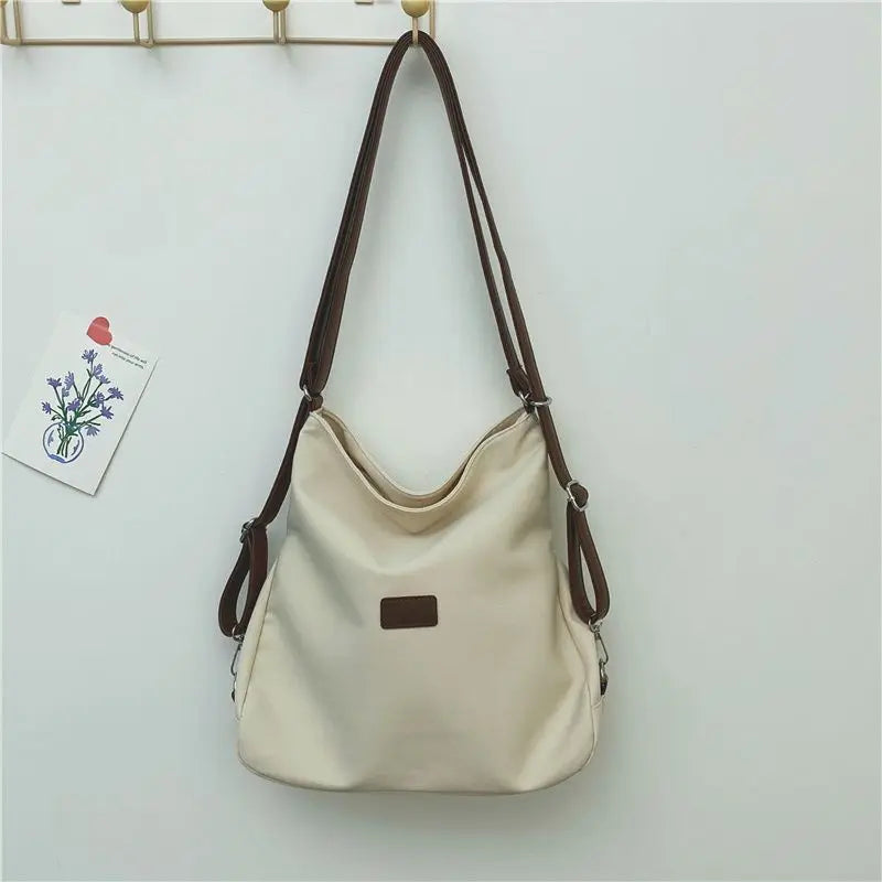 Canvas Tote Bag Women's High Capacity and Minimalist College Style Backpack Fashion Versatile Casual Shoulder Crossbody Bag