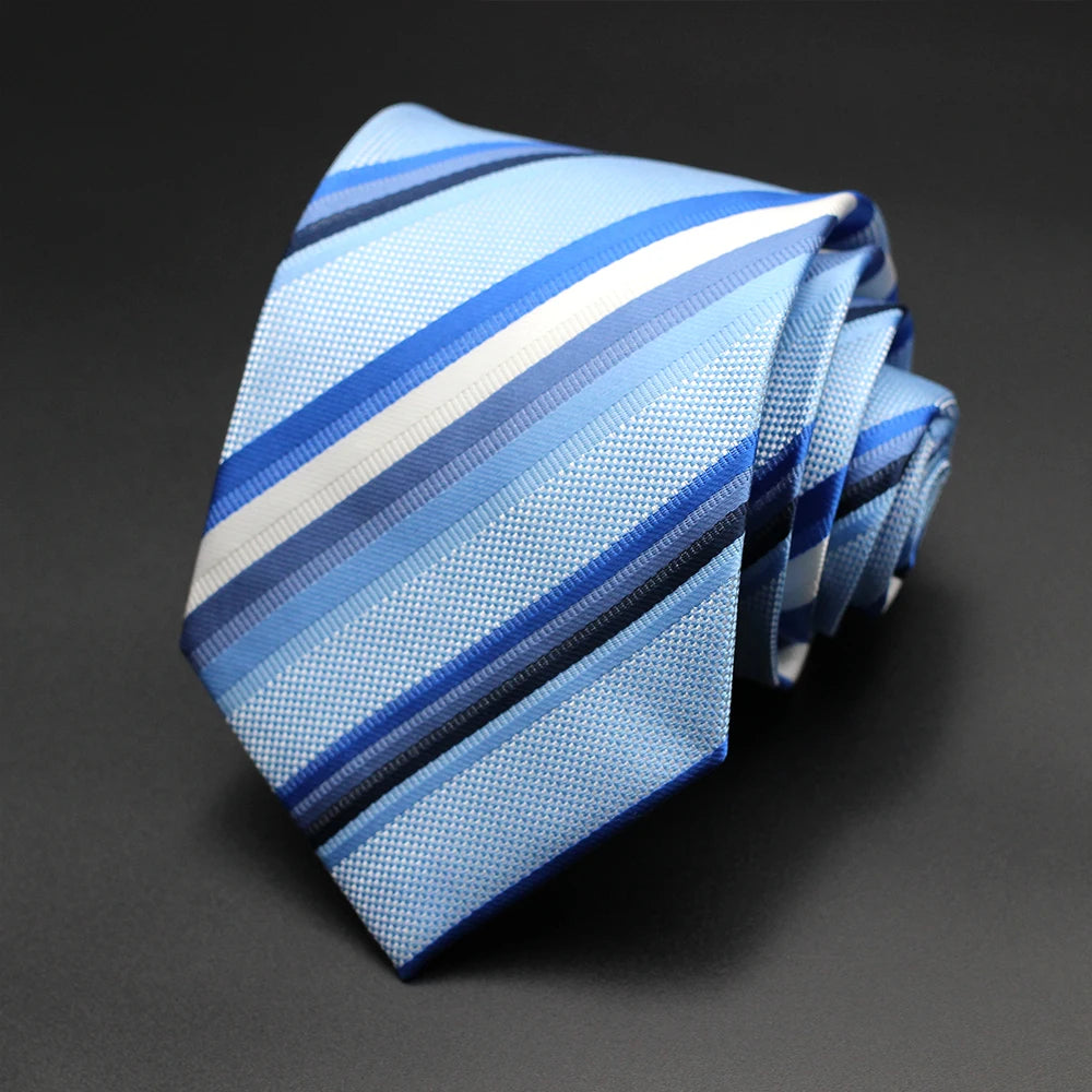 Tie Gravatas Fashion Wholesale Woven Striped Necktie Wedding Accessories Blue Man Fit Group Party Office Neck Ties